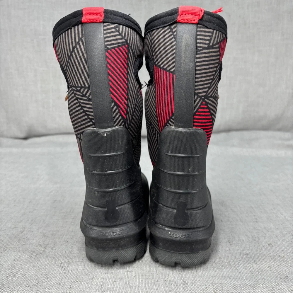 Bogs Kids Neo-Classic Geo Waterproof Winter Boots Black Red Grey Size 10